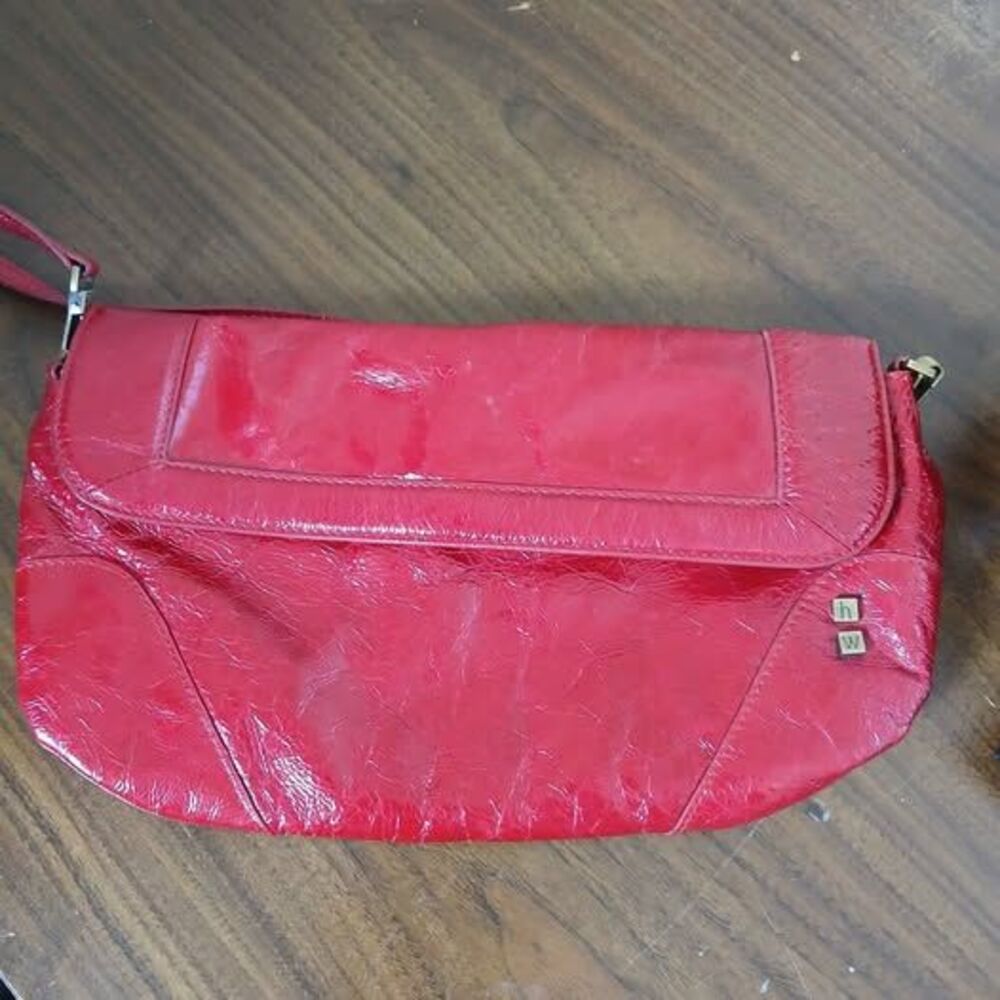 Helen Welsh red patent leather shoulder bag purse